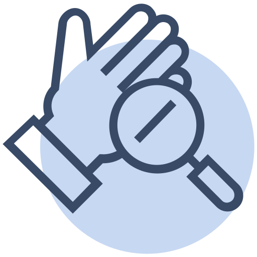Corona, coronavirus, germs, hand, magnify glass, searching, virus icon